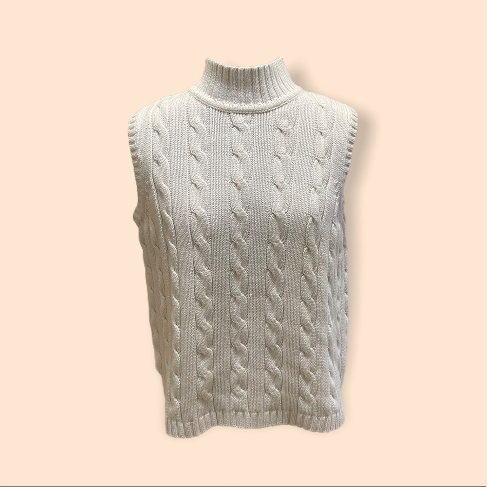 Karen Scott Mock Neck Sleeveless Twist Cable Knit